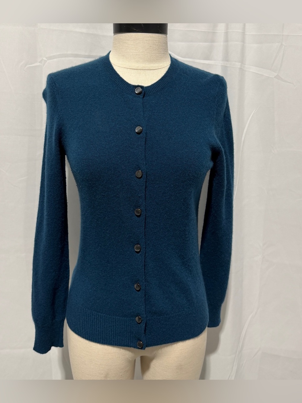 Ann Taylor 100% Cashmere Teal Blue Cardigan, Petite Small